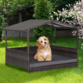 Wicker Dog House with Weatherproof Roof for Outdoor - Gray - Dog Kennels