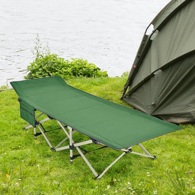 Wide Foldable Camping Cot with Carry Bag-Green - Green - Camping Furniture