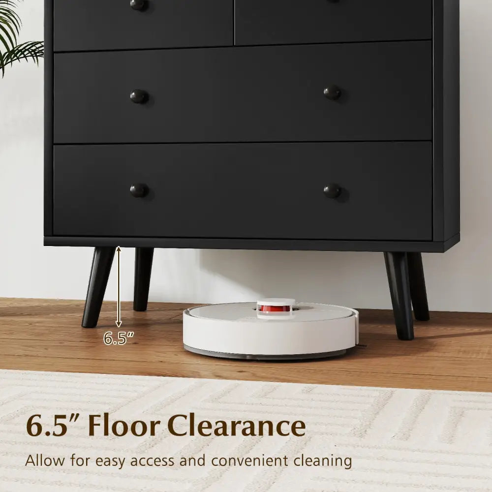 Wide Wooden Dresser with 4 Drawers for Bedroom Living Room-Black - Black - Dressers & Chests