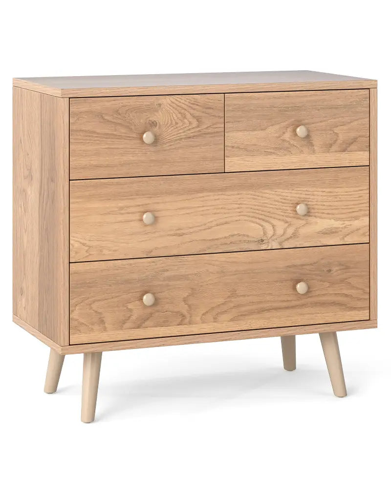 Wide Wooden Dresser with 4 Drawers for Bedroom Living Room-Natural - Natural - Dressers & Chests