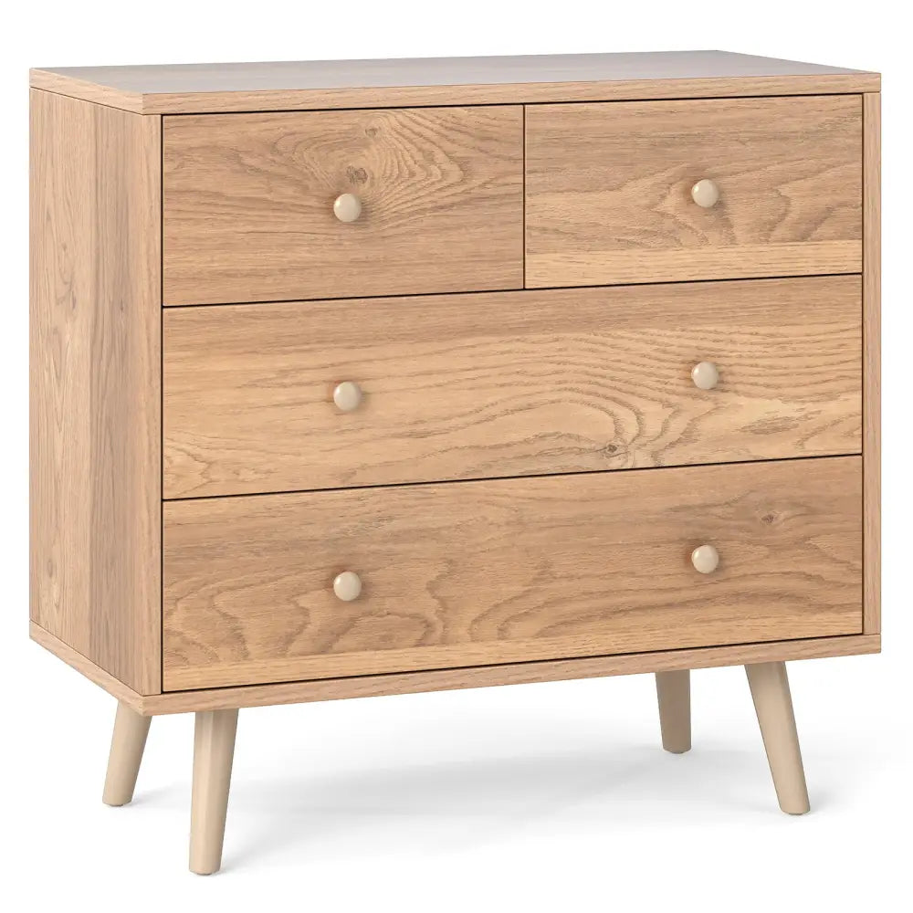 Wide Wooden Dresser with 4 Drawers for Bedroom Living Room-Natural - Natural - Dressers & Chests