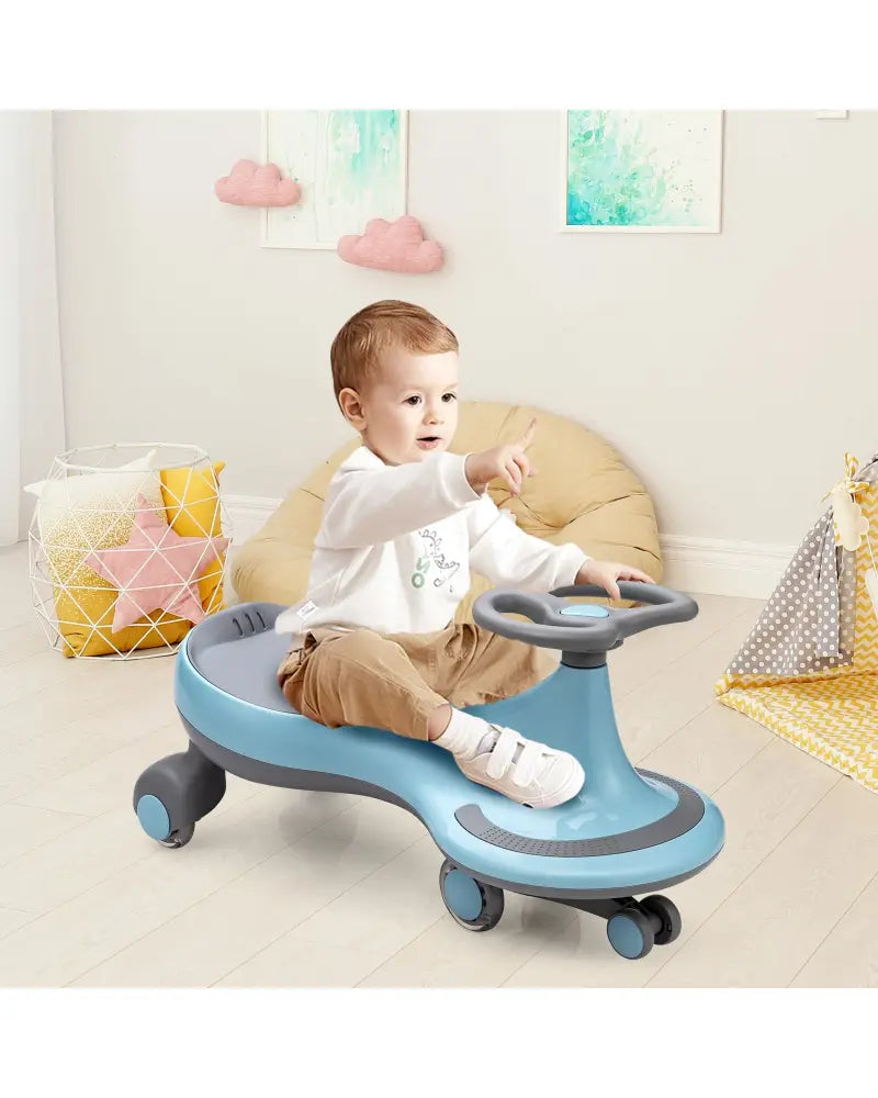 Wiggle Car Ride-on Toy with Flashing Wheels-Blue - Blue - Push & Pedal Ride On Toys