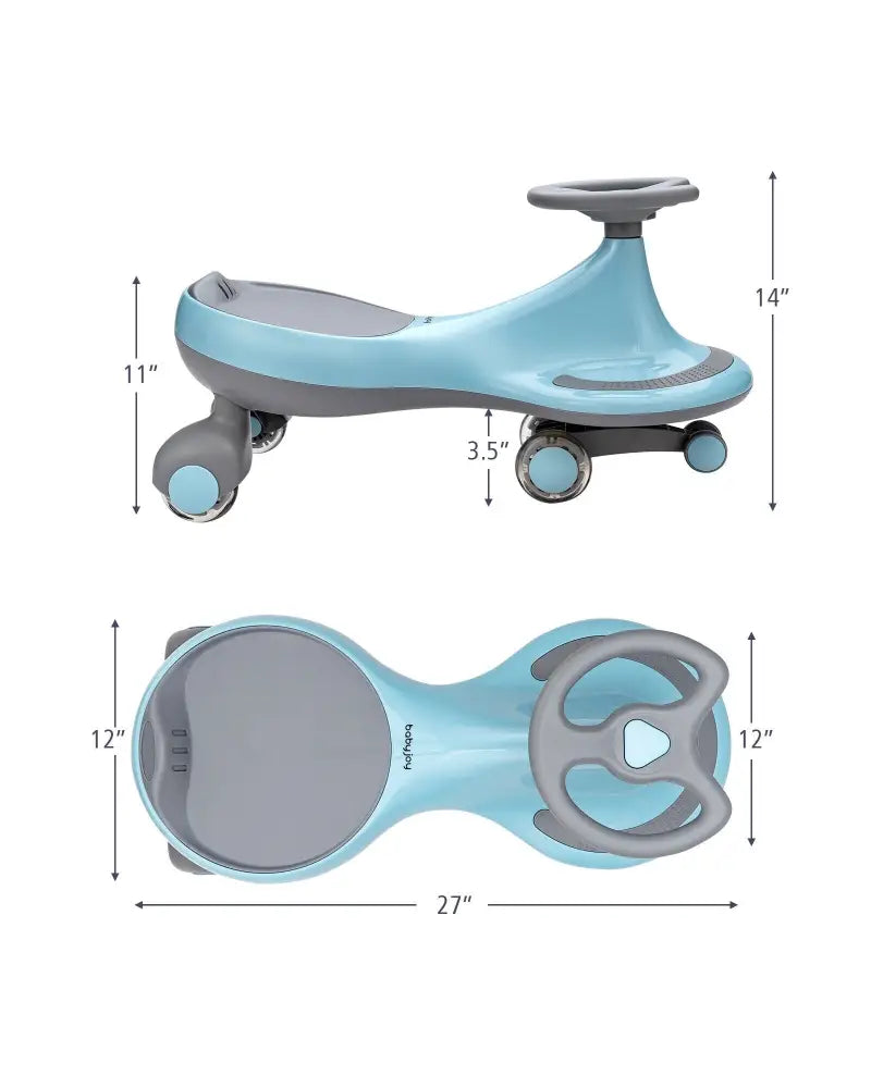 Wiggle Car Ride-on Toy with Flashing Wheels-Blue - Blue - Push & Pedal Ride On Toys