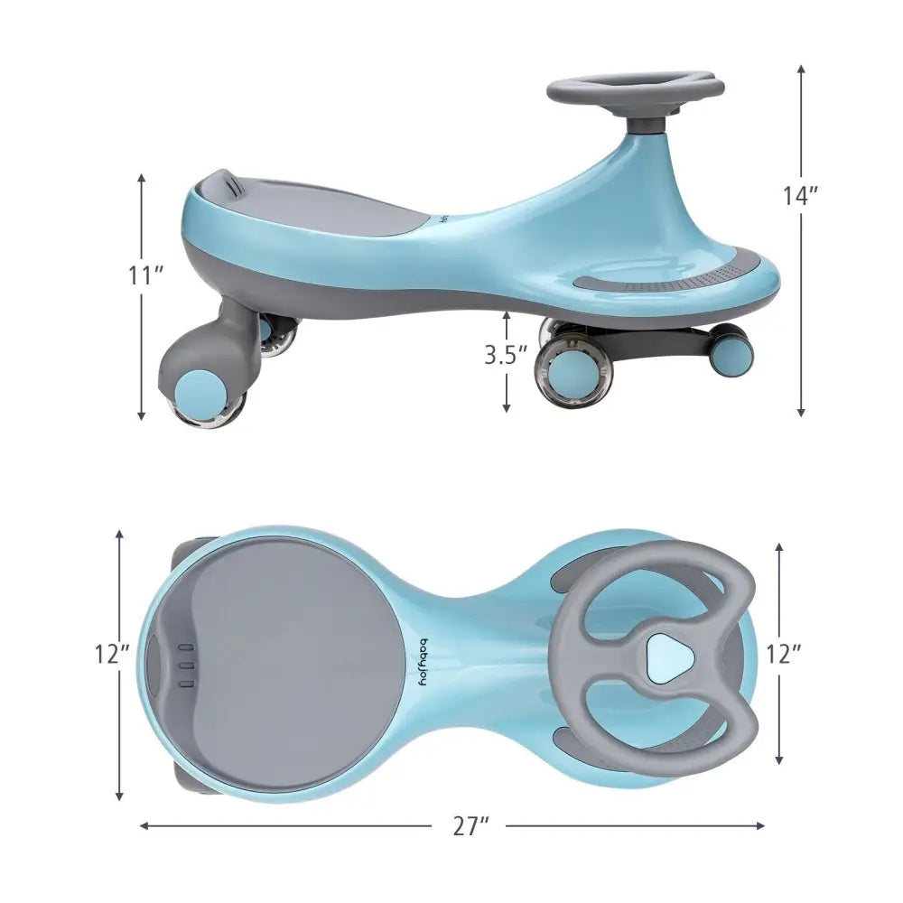 Wiggle Car Ride-on Toy with Flashing Wheels-Blue - Blue - Push & Pedal Ride On Toys