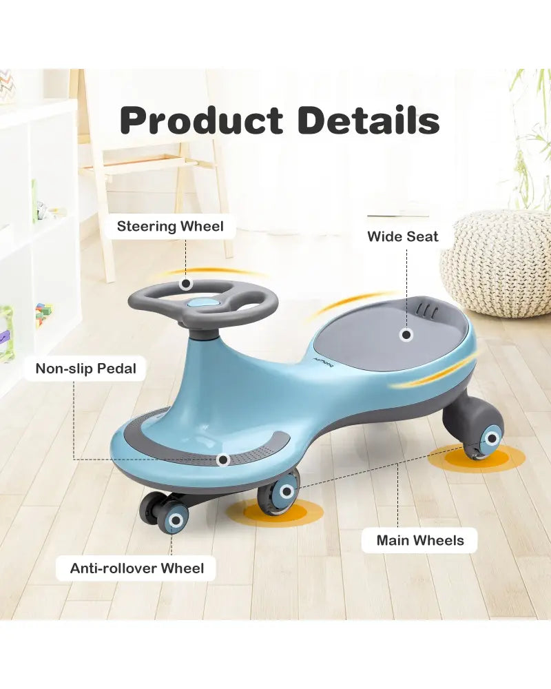 Wiggle Car Ride-on Toy with Flashing Wheels-Blue - Blue - Push & Pedal Ride On Toys