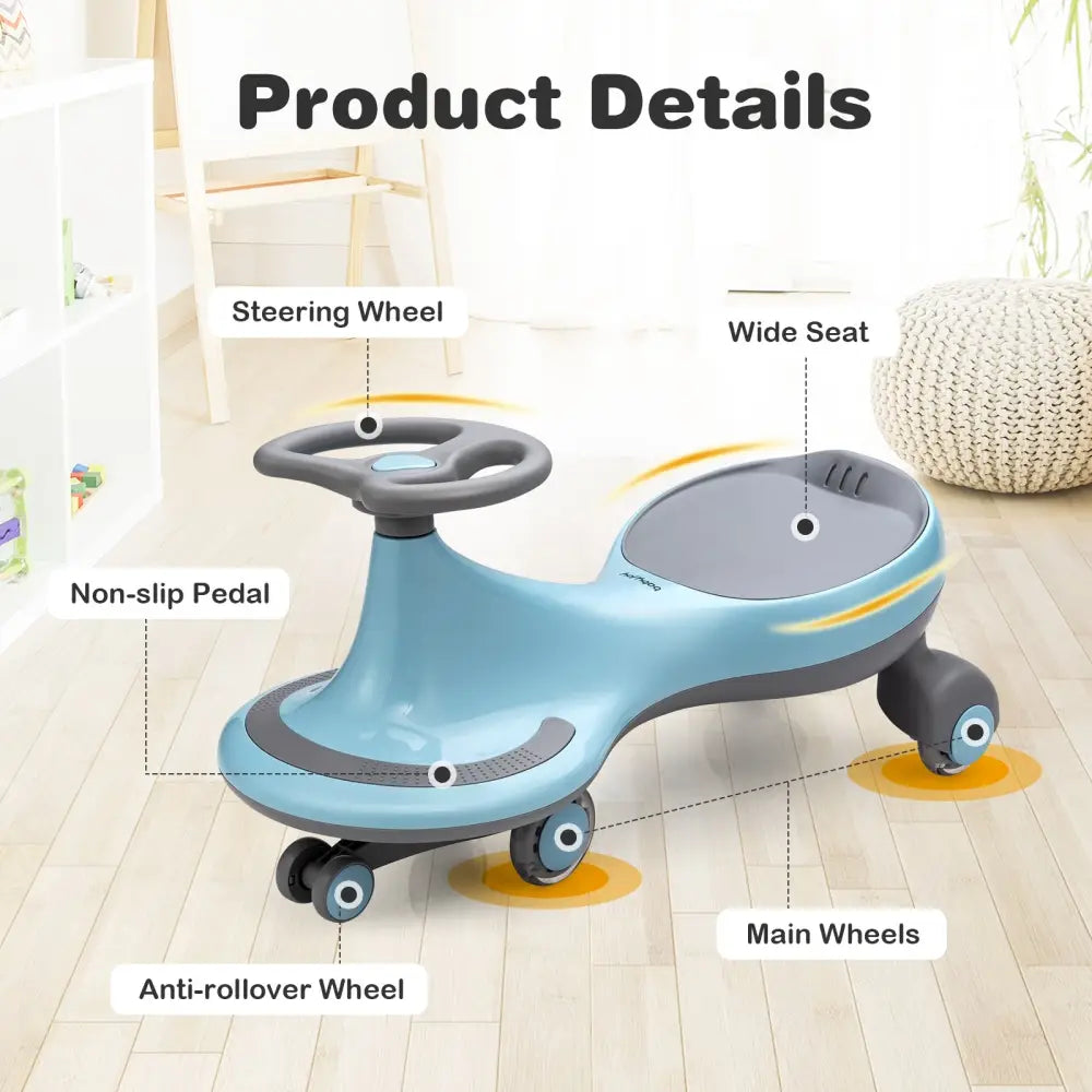 Wiggle Car Ride-on Toy with Flashing Wheels-Blue - Blue - Push & Pedal Ride On Toys