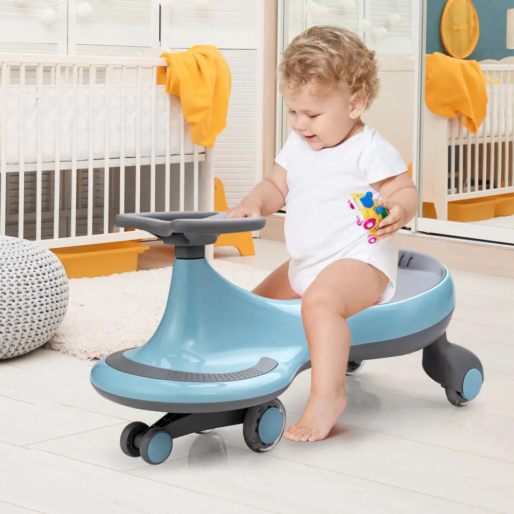 Wiggle Car Ride-on Toy with Flashing Wheels-Blue - Blue - Push & Pedal Ride On Toys