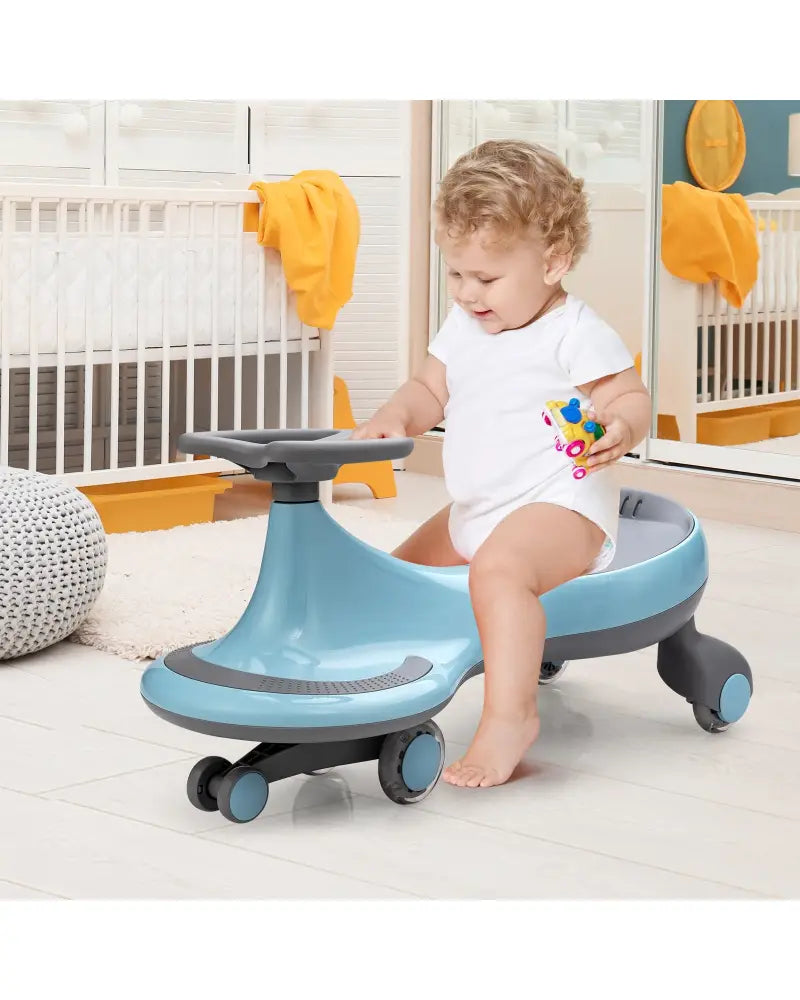 Wiggle Car Ride-on Toy with Flashing Wheels-Blue - Blue - Push & Pedal Ride On Toys