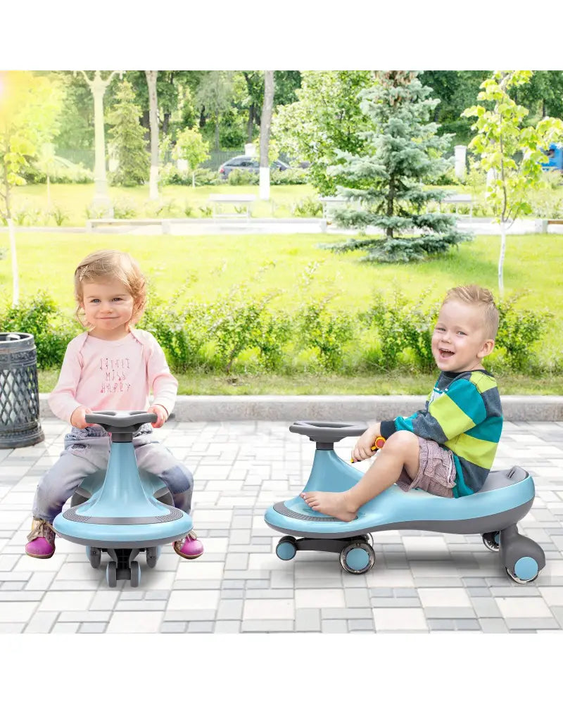 Wiggle Car Ride-on Toy with Flashing Wheels-Blue - Blue - Push & Pedal Ride On Toys