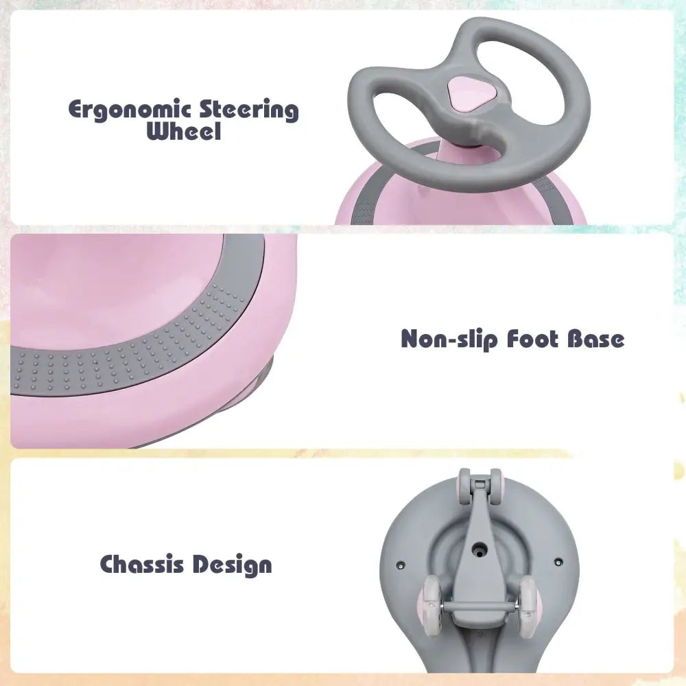Wiggle Car Ride-on Toy with Flashing Wheels-Pink - Pink - Push & Pedal Ride On Toys