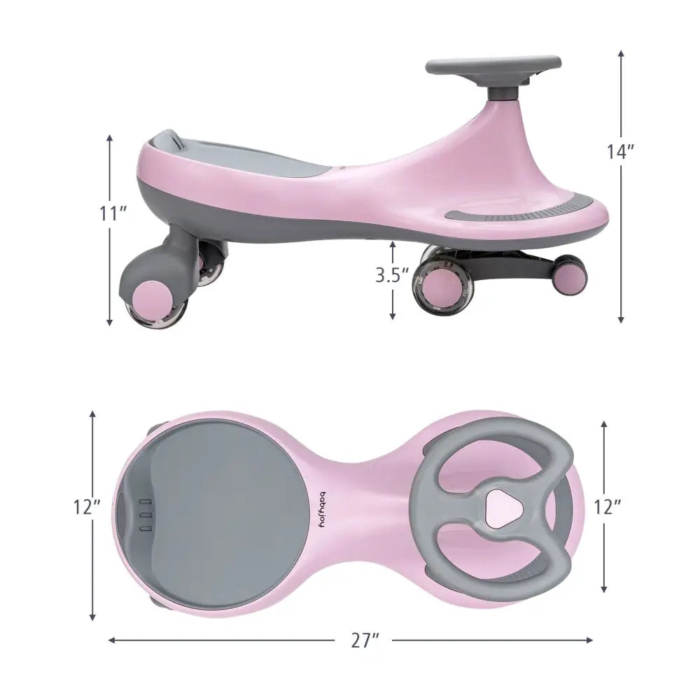 Wiggle Car Ride-on Toy with Flashing Wheels-Pink - Pink - Push & Pedal Ride On Toys