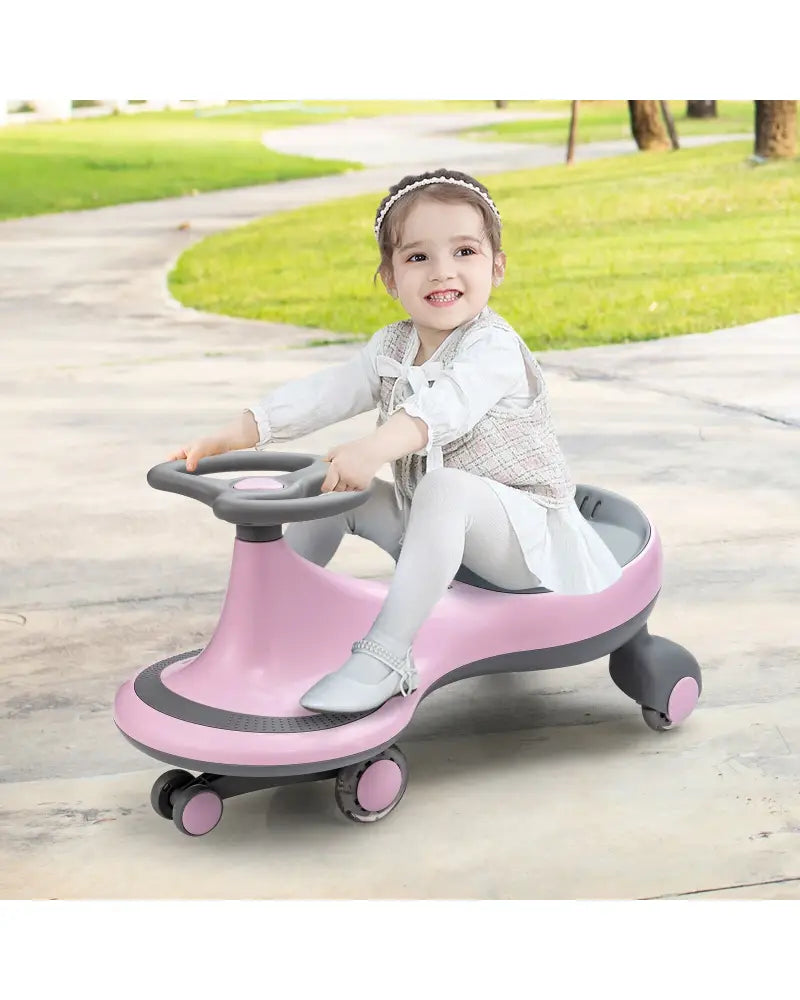 Wiggle Car Ride-on Toy with Flashing Wheels-Pink - Pink - Push & Pedal Ride On Toys