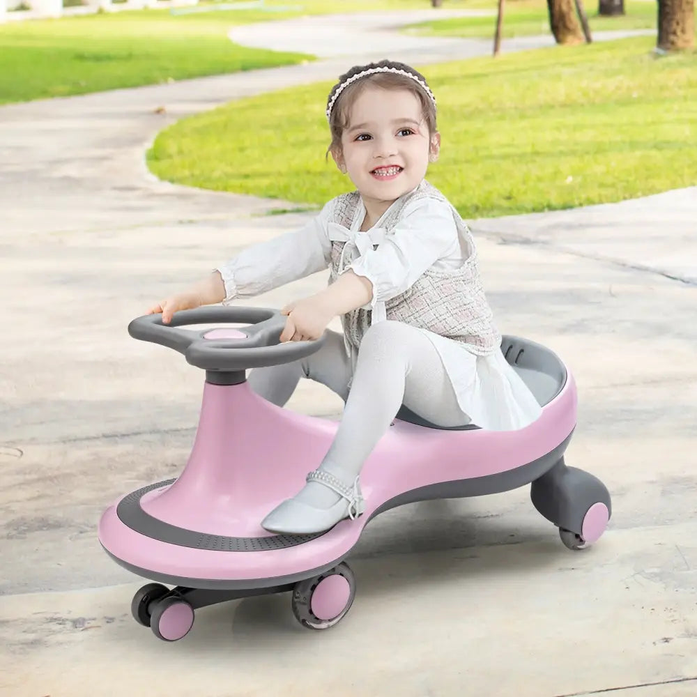 Wiggle Car Ride-on Toy with Flashing Wheels-Pink - Pink - Push & Pedal Ride On Toys