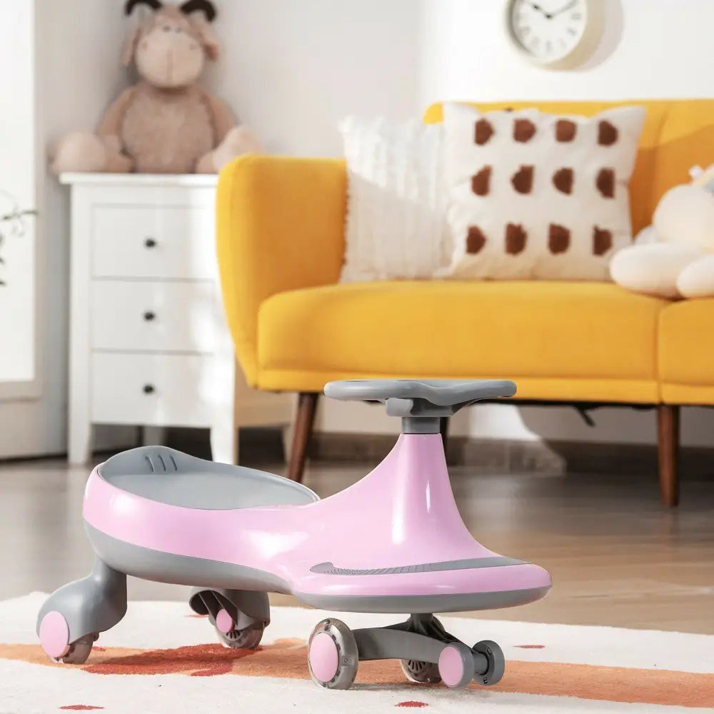 Wiggle Car Ride-on Toy with Flashing Wheels-Pink - Pink - Push & Pedal Ride On Toys