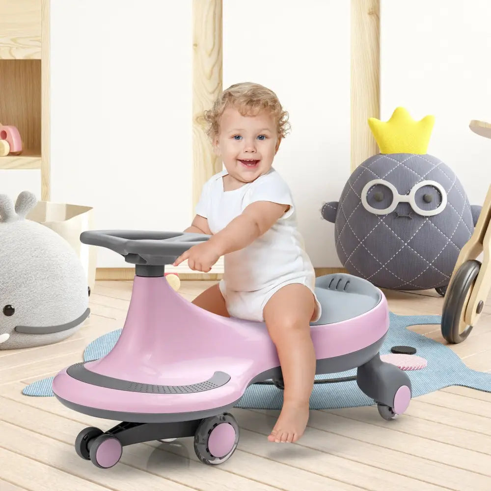 Wiggle Car Ride-on Toy with Flashing Wheels-Pink - Pink - Push & Pedal Ride On Toys