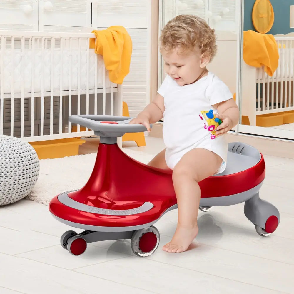 Wiggle Car Ride-on Toy with Flashing Wheels-Red - Red - Push & Pedal Ride On Toys