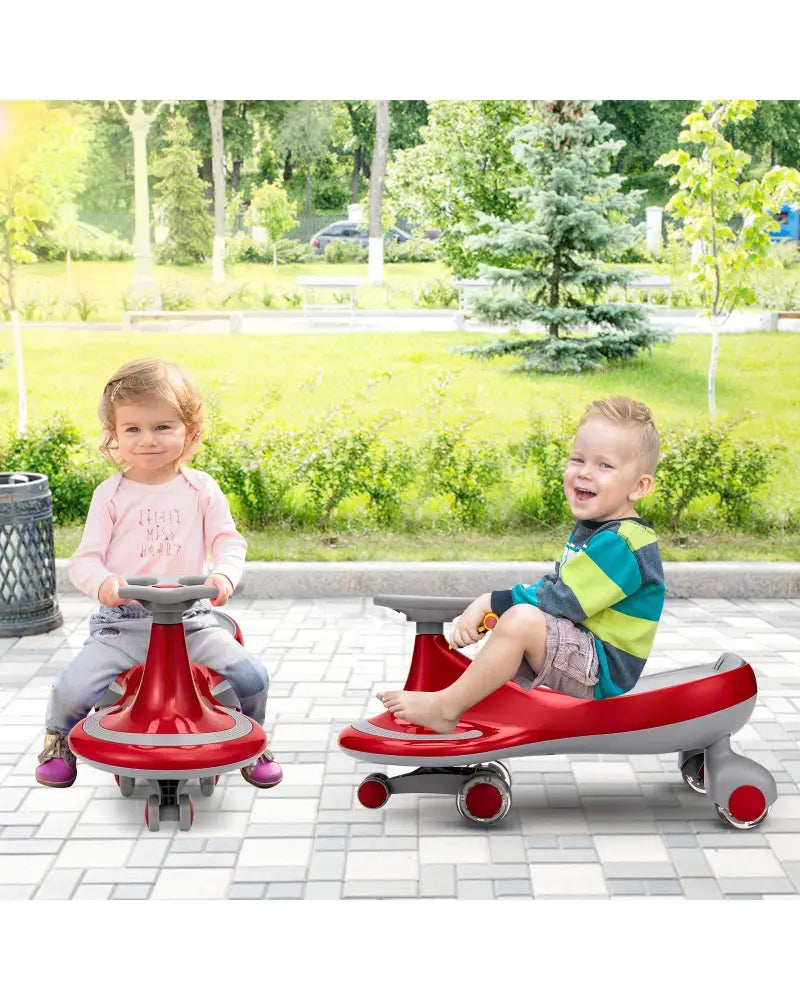 Wiggle Car Ride-on Toy with Flashing Wheels-Red - Red - Push & Pedal Ride On Toys