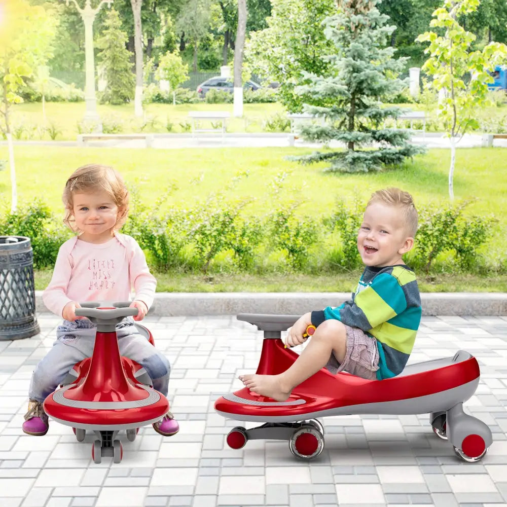 Wiggle Car Ride-on Toy with Flashing Wheels-Red - Red - Push & Pedal Ride On Toys