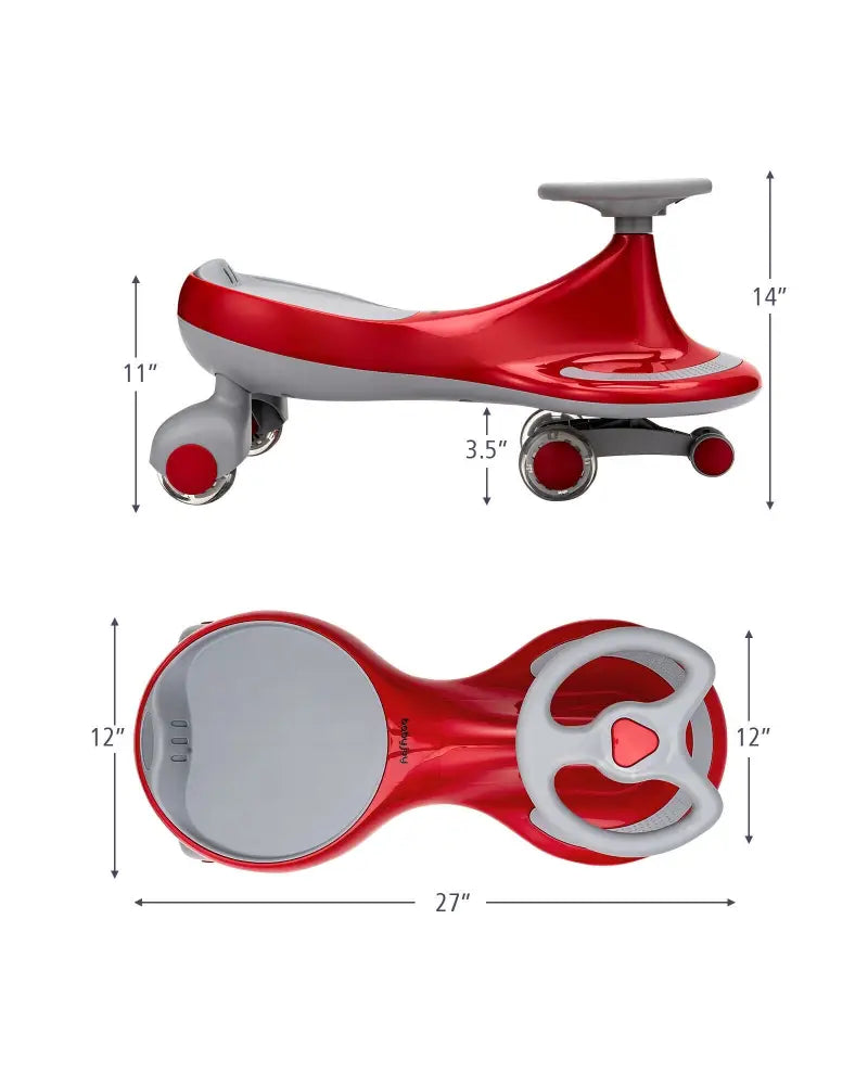 Wiggle Car Ride-on Toy with Flashing Wheels-Red - Red - Push & Pedal Ride On Toys