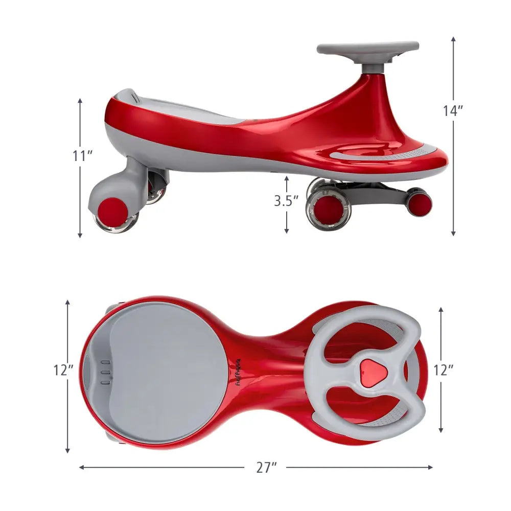 Wiggle Car Ride-on Toy with Flashing Wheels-Red - Red - Push & Pedal Ride On Toys