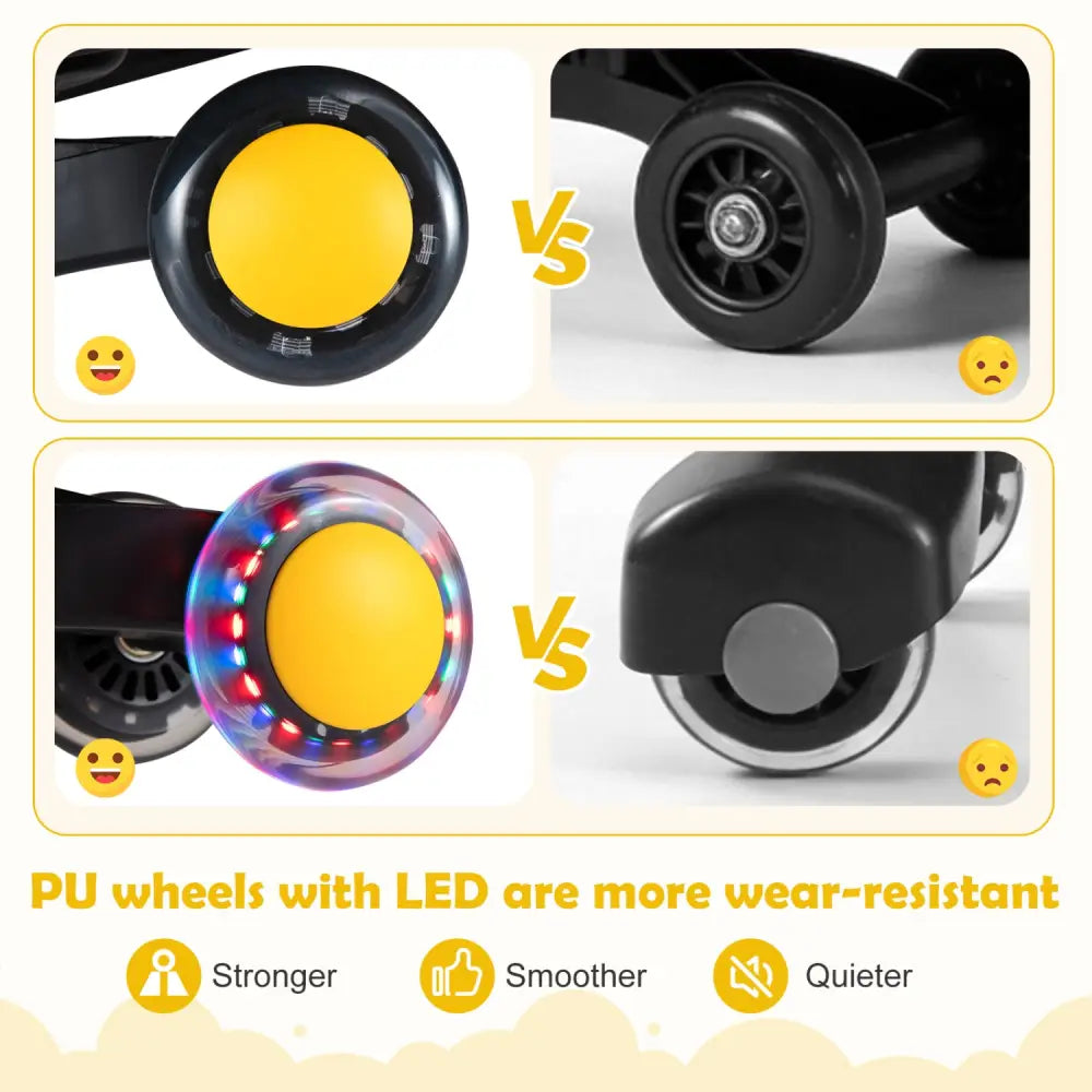 Wiggle Car Ride-on Toy with Flashing Wheels-Yellow - Yellow - Push & Pedal Ride On Toys