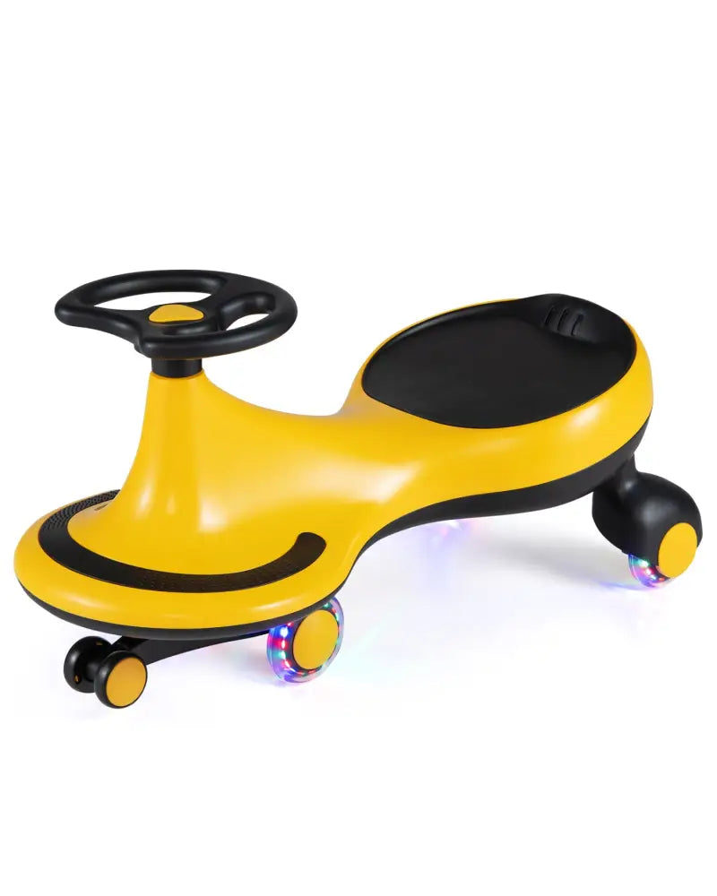 Wiggle Car Ride-on Toy with Flashing Wheels-Yellow - Yellow - Push & Pedal Ride On Toys