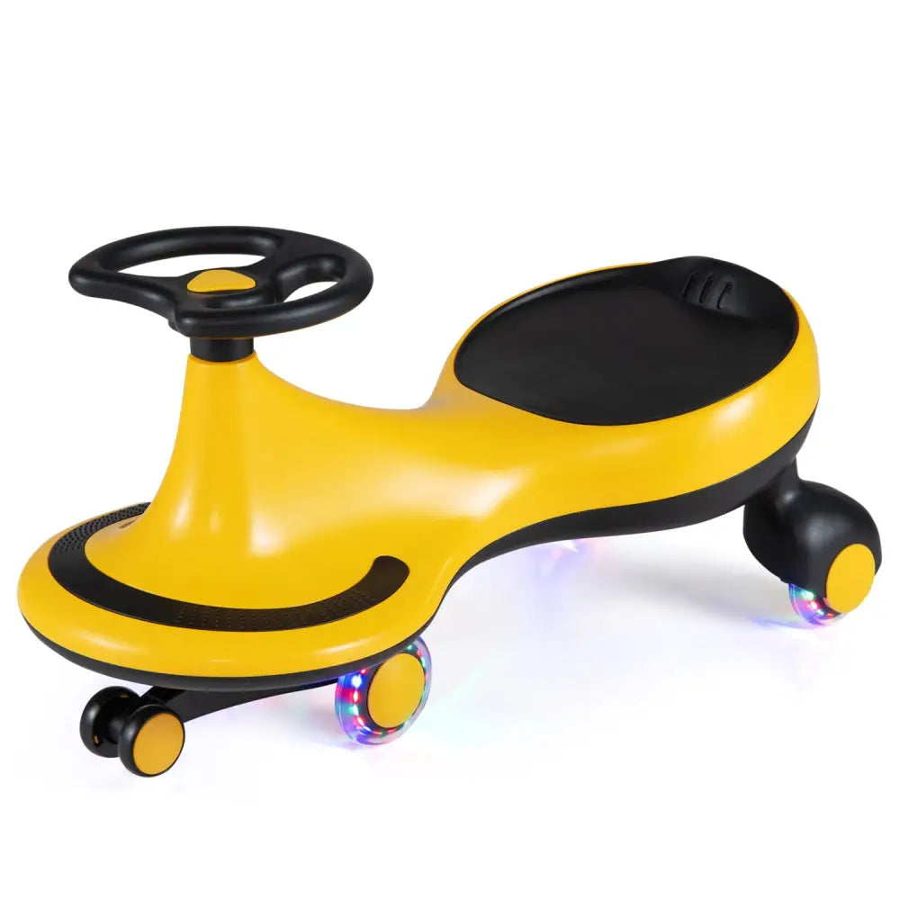 Wiggle Car Ride-on Toy with Flashing Wheels-Yellow - Yellow - Push & Pedal Ride On Toys