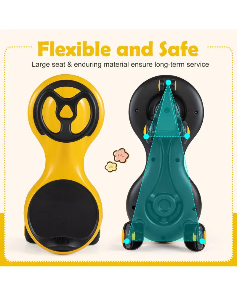 Wiggle Car Ride-on Toy with Flashing Wheels-Yellow - Yellow - Push & Pedal Ride On Toys