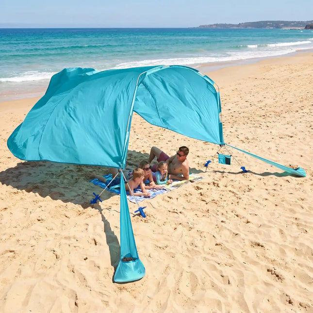 Wind Powered Beach Tent Portable Sun Shelter Canopy for Picnic-Blue - Blue - Tents