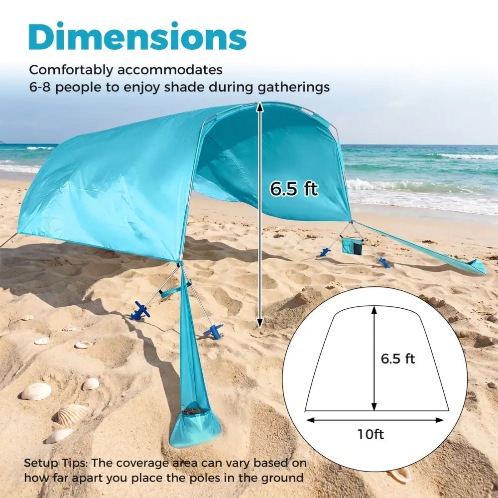 Wind Powered Beach Tent Portable Sun Shelter Canopy for Picnic-Blue - Blue - Tents