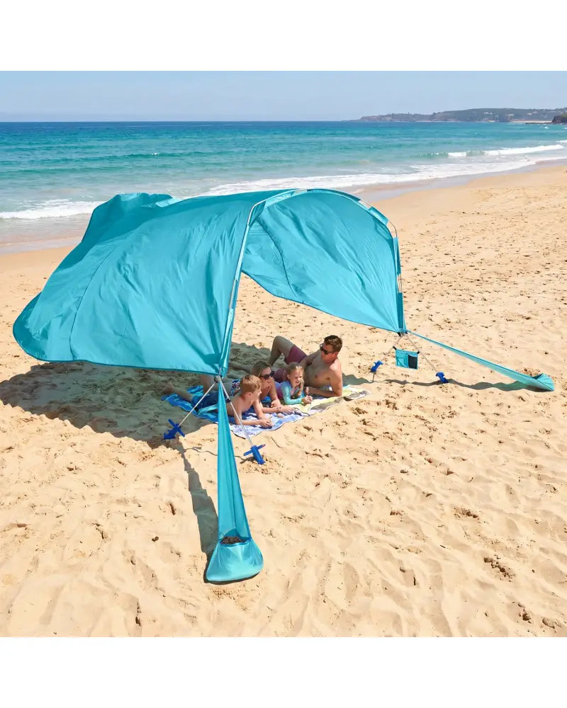 Wind Powered Beach Tent Portable Sun Shelter Canopy for Picnic-Blue - Blue - Tents