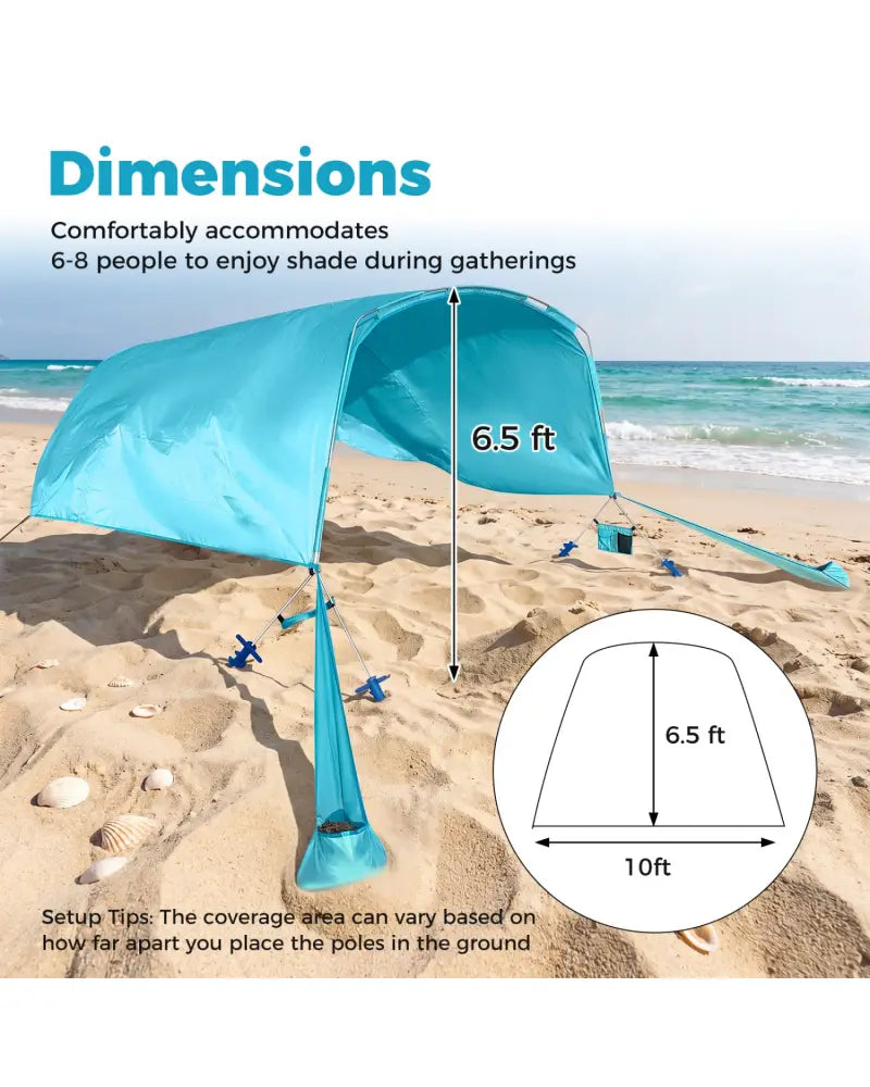 Wind Powered Beach Tent Portable Sun Shelter Canopy for Picnic-Blue - Blue - Tents
