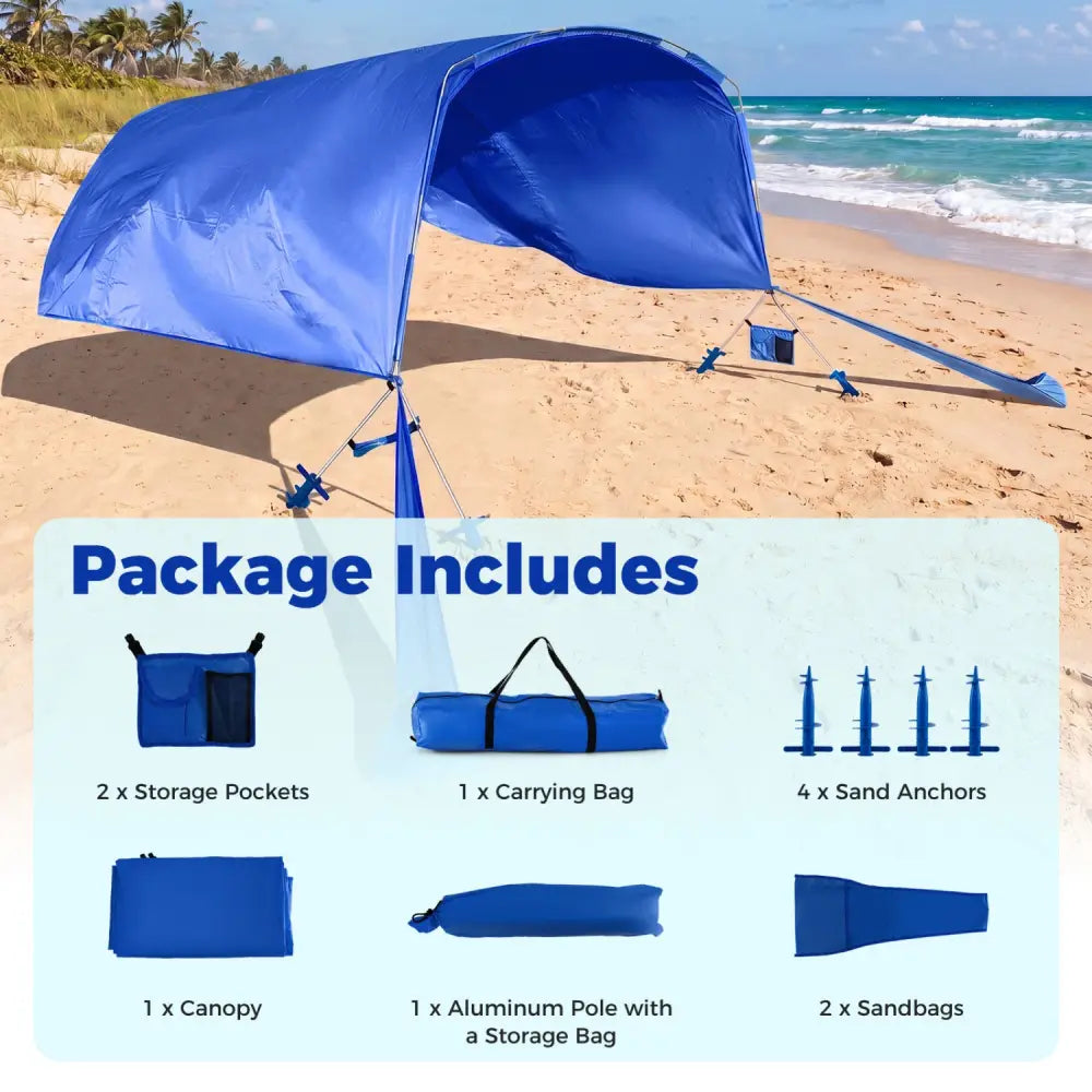 Wind Powered Beach Tent Portable Sun Shelter Canopy for Picnic-Navy - Navy - Tents