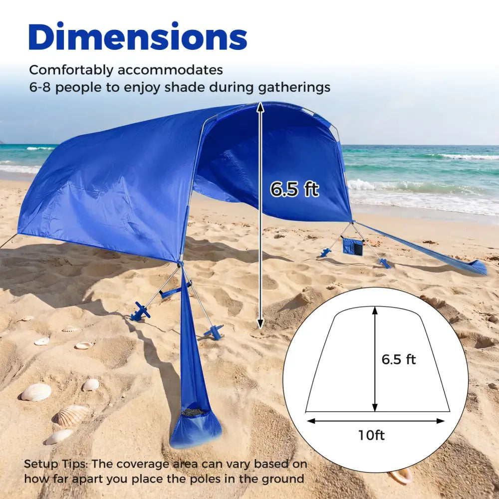 Wind Powered Beach Tent Portable Sun Shelter Canopy for Picnic-Navy - Navy - Tents