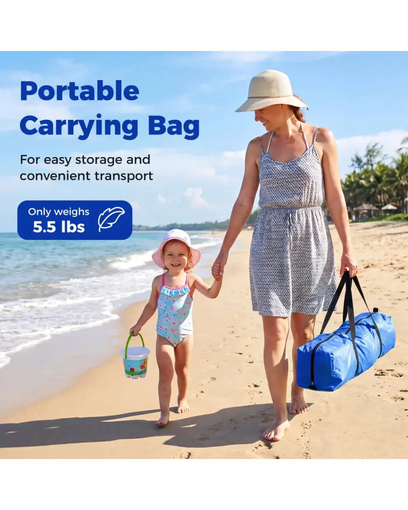 Wind Powered Beach Tent Portable Sun Shelter Canopy for Picnic-Navy - Navy - Tents