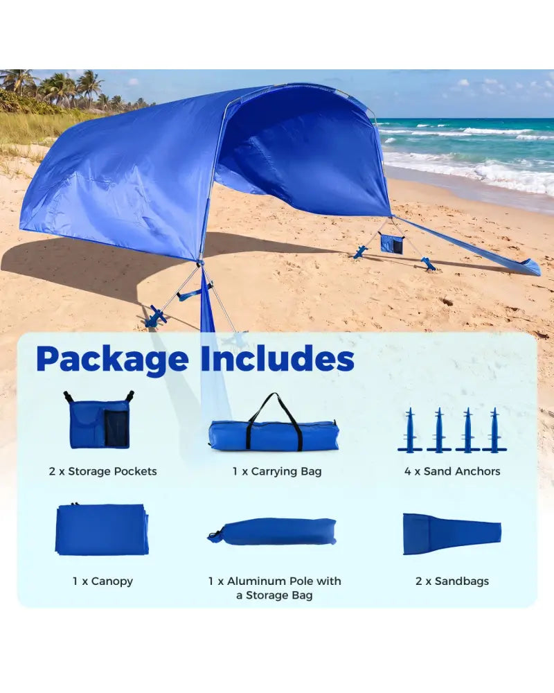 Wind Powered Beach Tent Portable Sun Shelter Canopy for Picnic-Navy - Navy - Tents