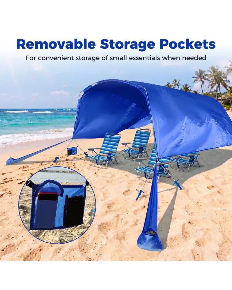 Wind Powered Beach Tent Portable Sun Shelter Canopy for Picnic-Navy - Navy - Tents