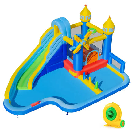 Windmill-themed Inflatable Water Slide Park with Jumping Area and Blower - Inflatable Water Slides
