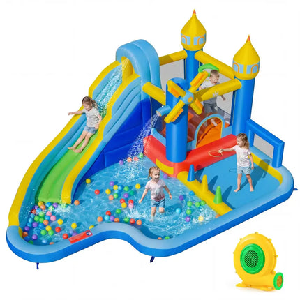 Windmill-themed Inflatable Water Slide Park with Jumping Area and Blower - Inflatable Water Slides