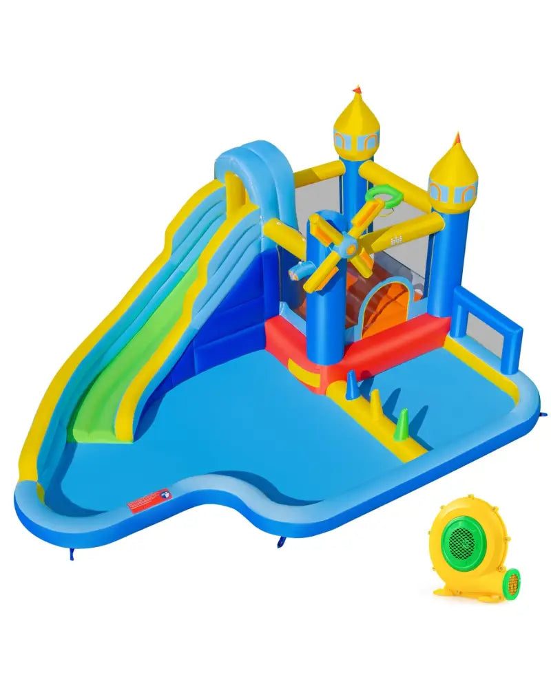 Windmill-themed Inflatable Water Slide Park with Jumping Area and Blower - Inflatable Water Slides
