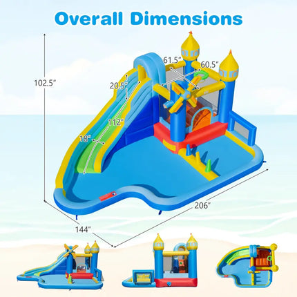 Windmill-themed Inflatable Water Slide Park with Jumping Area and Blower - Inflatable Water Slides