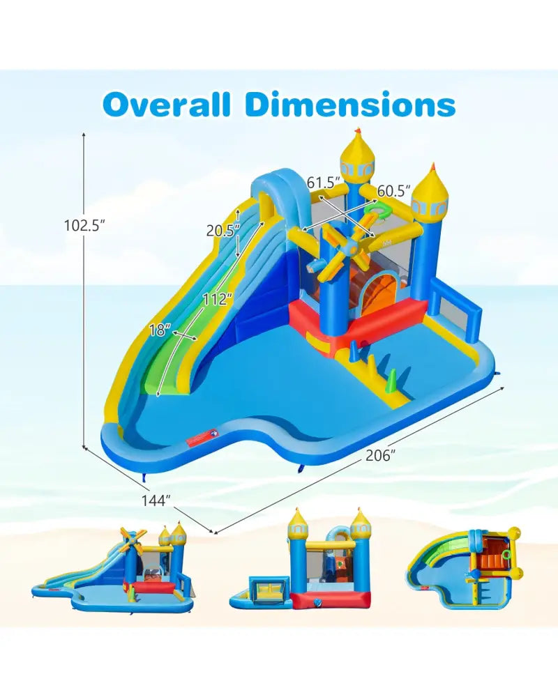 Windmill-themed Inflatable Water Slide Park with Jumping Area and Blower - Inflatable Water Slides