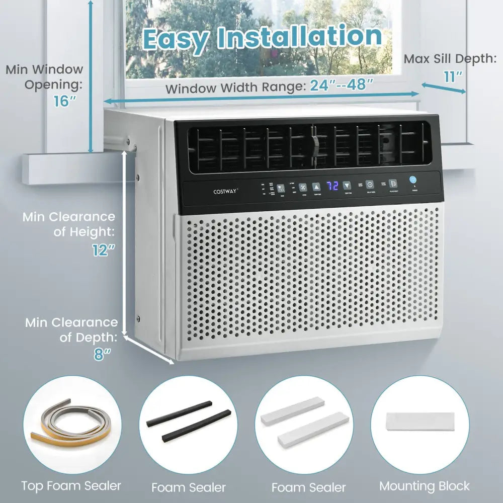 Window Air Conditione with Handy Remote and LED Control Panel-10000 BTU - White - Portable Air Conditioners