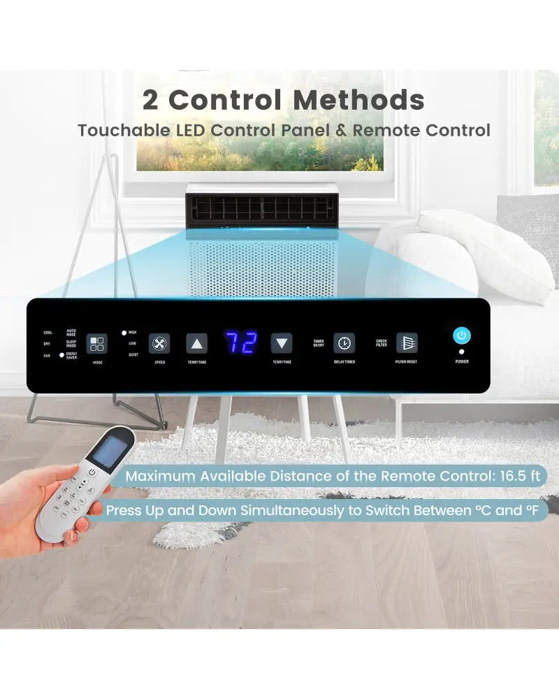 Window Air Conditione with Handy Remote and LED Control Panel-10000 BTU - White - Portable Air Conditioners