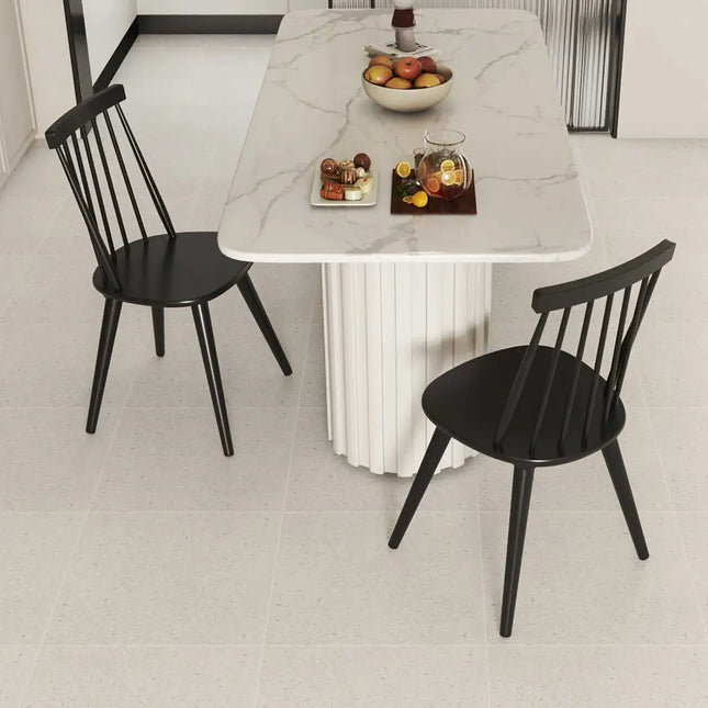 Windsor Dining Chair Set of 2 with Solid Rubber Wood Frame-Black - Black - Dining Chairs
