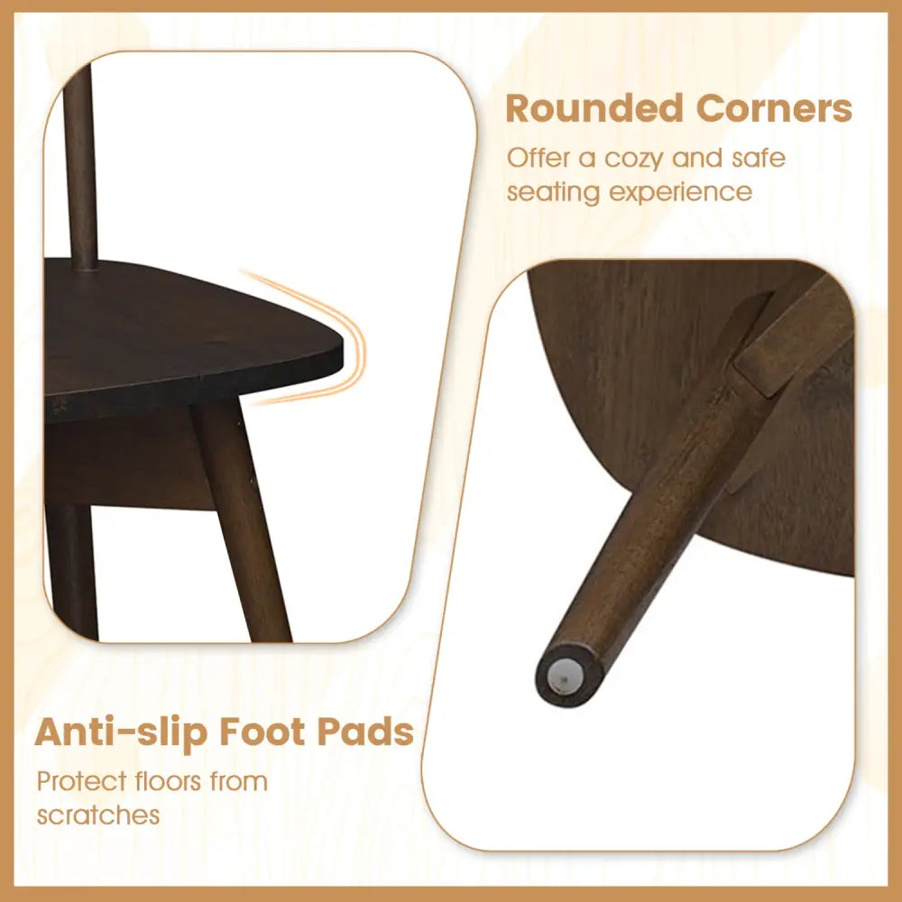 Windsor Dining Chairs Set of 2 Mid Century Rubber Wood Kitchen Chairs with Swivel Seat-Walnut - Walnut - Dining Chairs