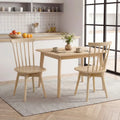 Windsor Dining Chairs Set of 2 Mid Century Rubber Wood Kitchen Chairs with Swivel Seat-Natural - Natural - Dining Chairs