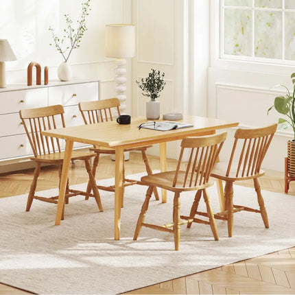 Windsor Dining Chairs Set of 2 with Curved Spindle Back-Natural - Natural - Dining Chairs