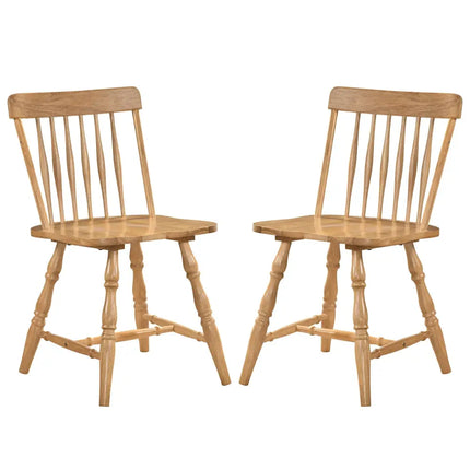 Windsor Dining Chairs Set of 2 with Curved Spindle Back-Natural - Natural - Dining Chairs