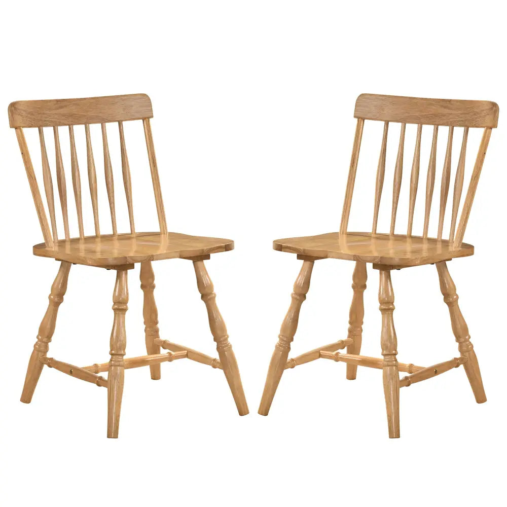 Windsor Dining Chairs Set of 2 with Curved Spindle Back-Natural - Natural - Dining Chairs